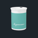 Light Teal Trendy Modern Minimalist Chic Name Beverage Pitcher<br><div class="desc">This template can be customized to meet all professional or personal occupations.</div>