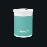 Light Teal Trendy Modern Minimalist Chic Name Beverage Pitcher<br><div class="desc">This template can be customized to meet all professional or personal occupations.</div>