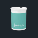 Light Teal Trendy Modern Minimalist Chic Name Beverage Pitcher<br><div class="desc">This template can be customized to meet all professional or personal occupations.</div>