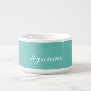 Light Teal Trendy Modern Minimalist Chic Name Bowl