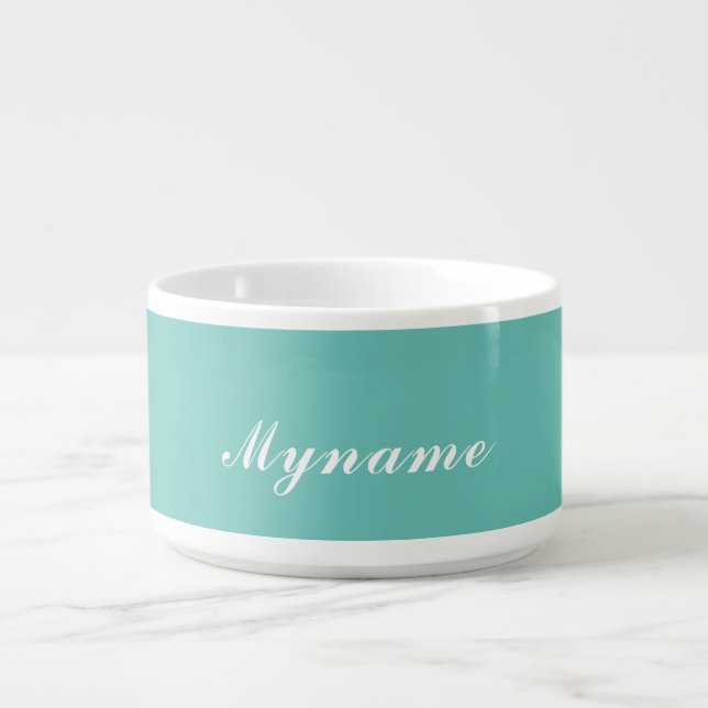 Light Teal Trendy Modern Minimalist Chic Name Bowl (Center)
