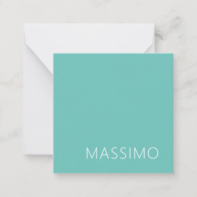 Light Teal Trendy Modern Minimalist Chic Name Note Card (Front)