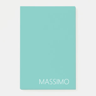 Light Teal Trendy Modern Minimalist Chic Name Post-it Notes