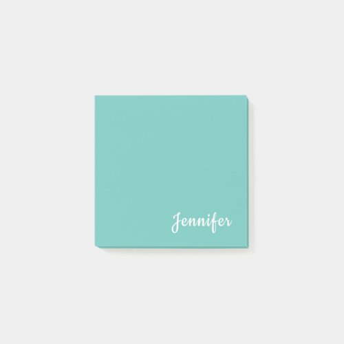Light Teal Trendy Modern Minimalist Chic Name Post_it Notes
