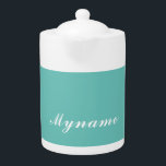 Light Teal Trendy Modern Minimalist Chic Name Teapot<br><div class="desc">This template can be customized to meet all professional or personal occupations.</div>