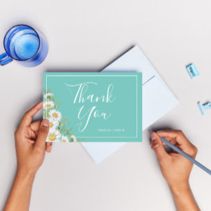 Light Teal & White Daisies Thank You 