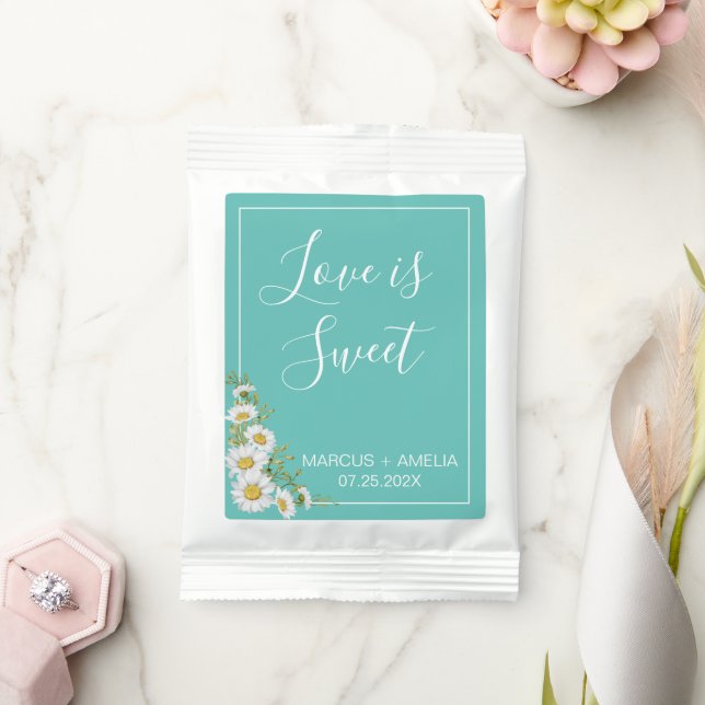 Light Teal & White Daisies Wedding  Lemonade Drink Mix (Wedding)