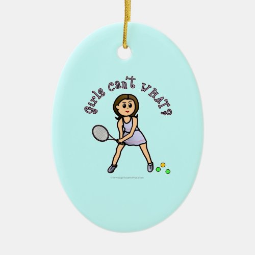 Light Tennis Player Girl Ceramic Ornament