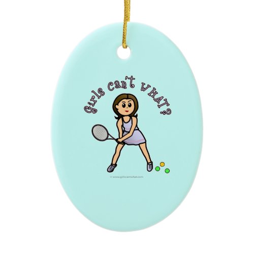 Light Tennis Player Girl Ceramic Ornament