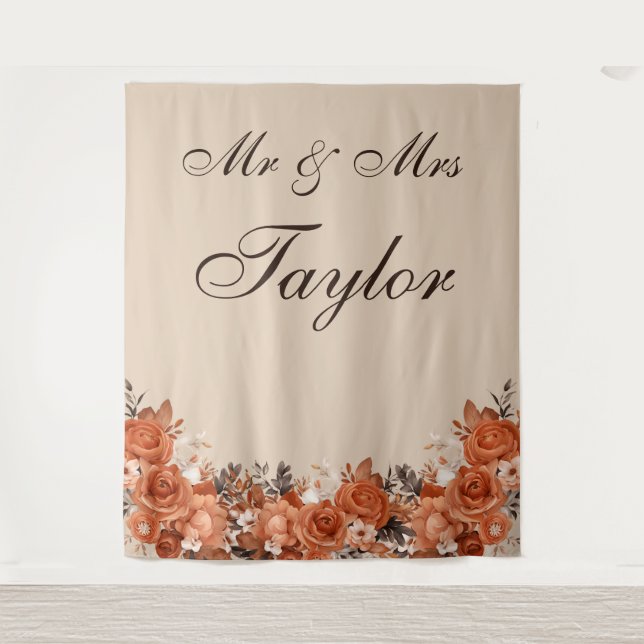 Light Terracotta and Burnt Orange Wedding Backdrop (Front)