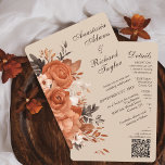 Light Terracotta and Orange Wedding Invitation<br><div class="desc">Terracotta Treasures Wedding Invitation: This fully customizable wedding invitation features a light terracotta background with a terracotta and burnt orange floral decoration. There is space on the back to add more details about the wedding, such as the reception information or a QR code. This invitation is perfect for a rustic,...</div>