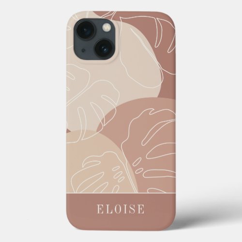 Light Terracotta Boho Tropical Monstera Leaf iPhone 13 Case