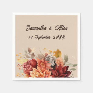 Light Terracotta Fall Floral Invitation Napkins