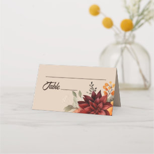 Light Terracotta Fall Floral Wedding Place Card