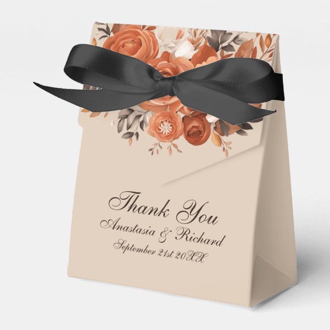 Light Terracotta Rustic Thank You Wedding Favor Boxes (Front Side)