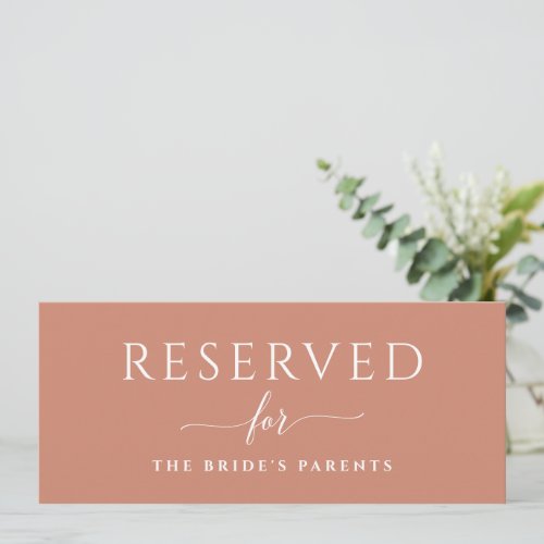 Light Terracotta Simple Wedding Reserved Sign  Invitation