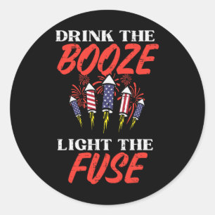 Light The Fuse Fireworks Funny Fourth 4th Of July  Classic Round Sticker