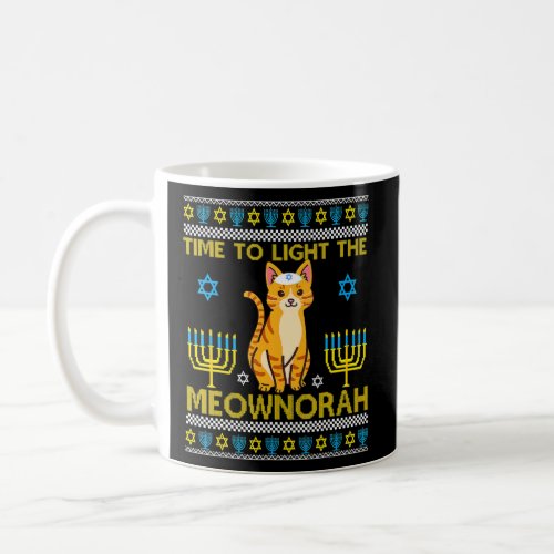 Light The Meownorah Jewish Cat Menorah  Ugly Chanu Coffee Mug