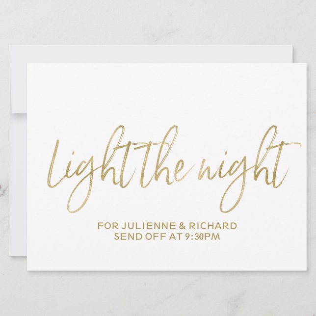 "Light the Night" Wedding Sparkles Sign Invitation (Front)