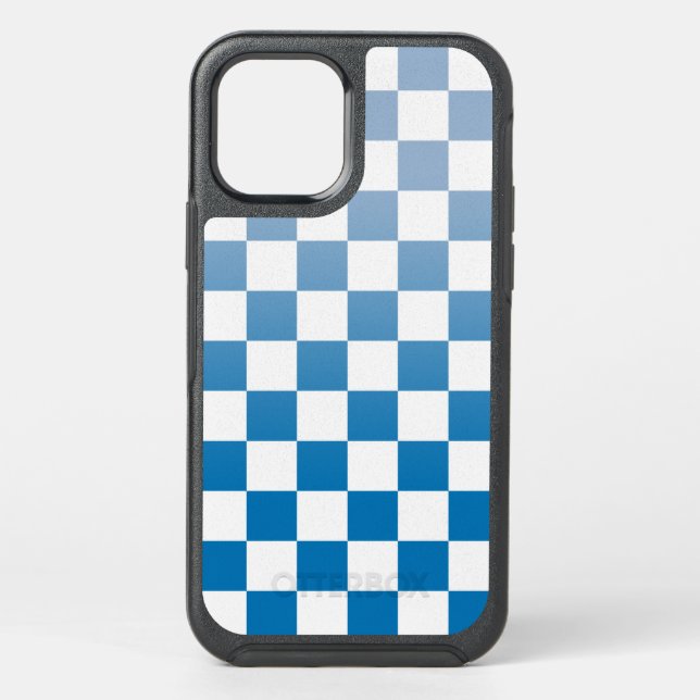 Light to Dark Blue and White Checkered Pattern Otterbox iPhone Case (Back)