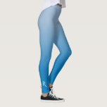Light to Dark Blue Gradient with Elegant Monogram Leggings<br><div class="desc">Stylish light to dark blue gradient features an elegant custom monogram in a white decorative font at the bottom of the right leg. Personalize it with your initial in the sidebar. Add a modern look to your wardrobe. To see the minimal ombré design on other items, click the "Rocklawn Arts"...</div>