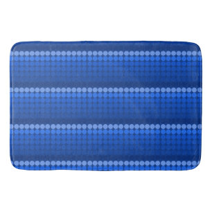 light to dark blue Mid century mod dots circles Bath Mat