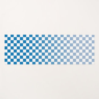 Light to Dark Blue Ombré Checkered Pattern Yoga Mat