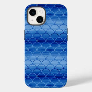Light to Dark Blue Painted Scale Pattern Case-Mate iPhone 14 Case