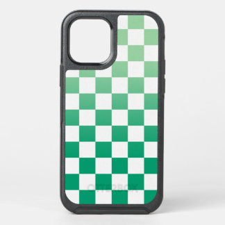 Light to Dark Green and White Checkered Pattern OtterBox Symmetry iPhone 12 Case