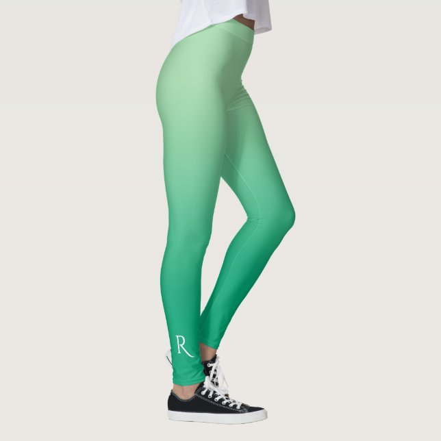 Light to Dark Green Gradient with Elegant Monogram Leggings (Right)