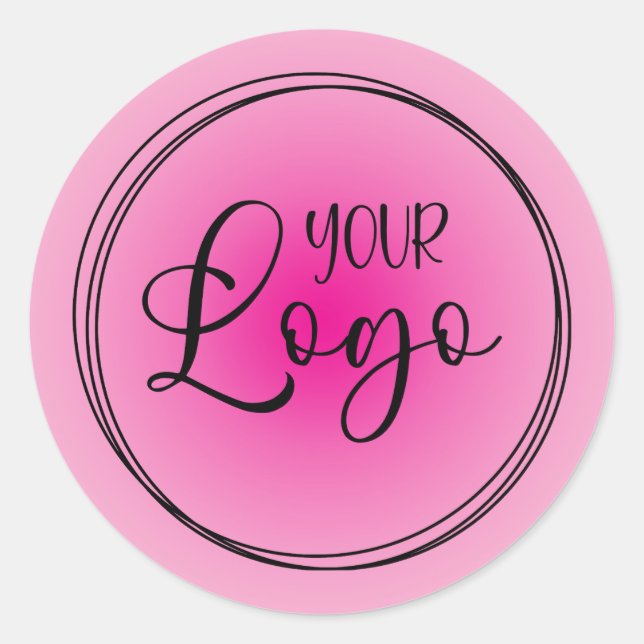 Light to Hot Pink Radial Gradient Logo Classic Round Sticker (Front)