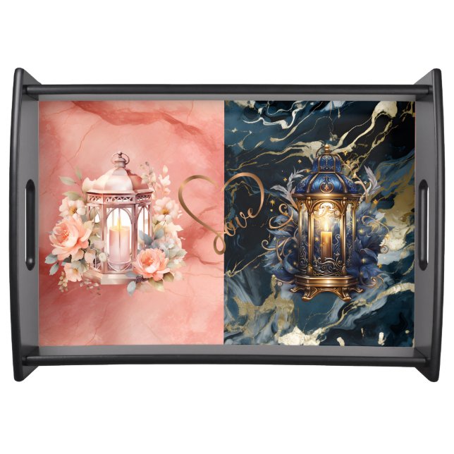 Light To My Path Couple Marbled Large Serving Tray (Front)