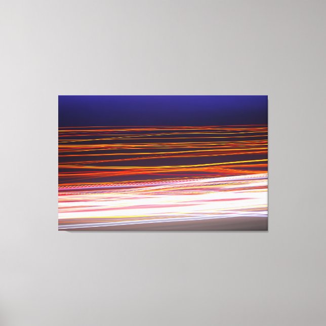 Light Trails From Passing Traffic on a Road Canvas Print (Front)