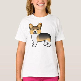 Light Tricolor Pembroke Welsh Corgi Cartoon Dog T-Shirt