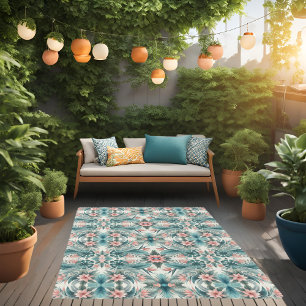 Light Tropical Essence Floral 5x7 Outdoor Rug