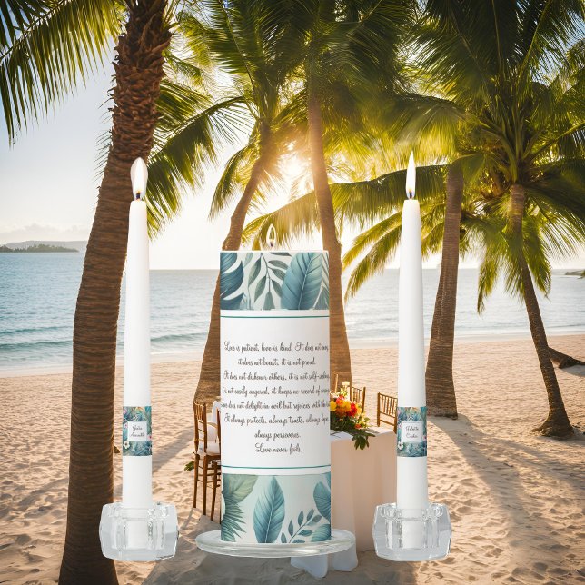 Light Tropical Essence Love Verse Wedding Unity  Candle Set (Creator Uploaded)