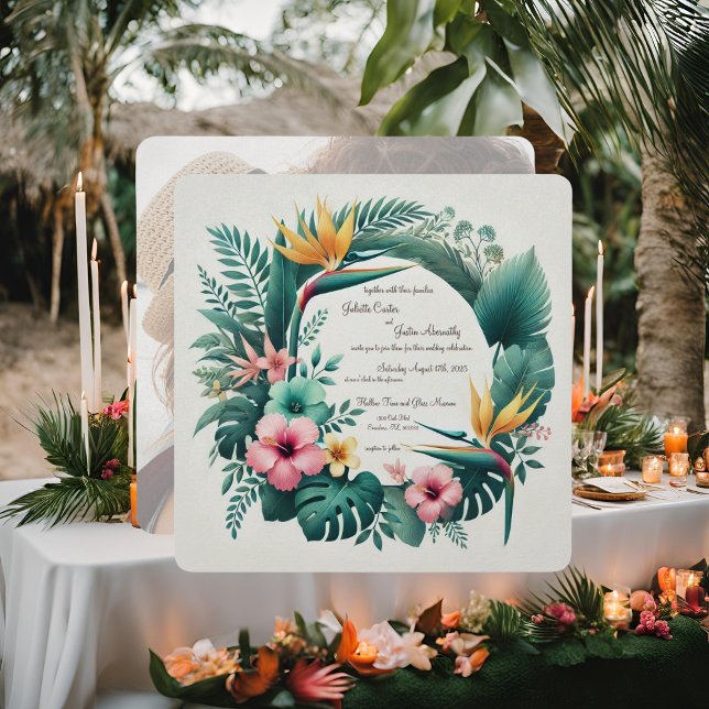 Light Tropical Essence Round Wedding Invitation (Creator Uploaded)