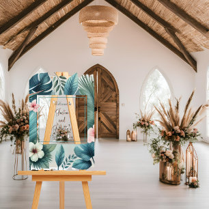 Light Tropical Essence Wedding Welcome Acrylic Sign