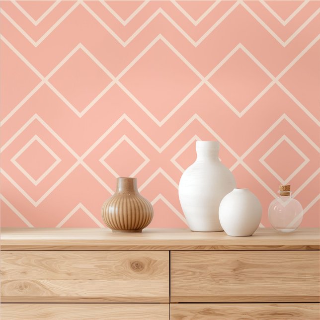 Light Tropical Peach Pink Orange Ivory Squares Art Wallpaper (Creator Uploaded)