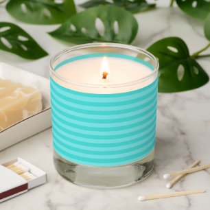 light turquoise and Aqua Marine stipes Scented Candle