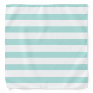 Light Turquoise and White Wide Horizontal Striped Bandana
