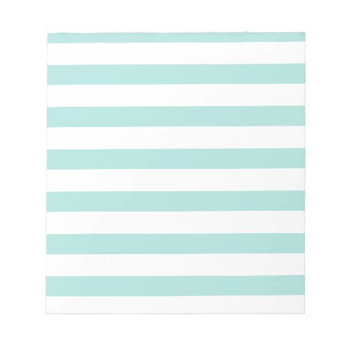 Light Turquoise and White Wide Horizontal Striped Notepad