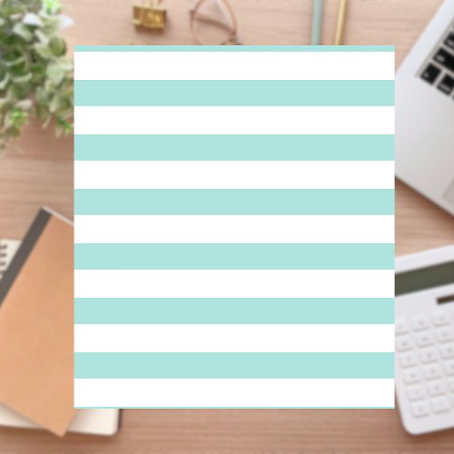 Light Turquoise and White Wide Horizontal Striped Notepad