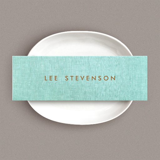 Customizable Light Turquoise Blue Linen Look Minimalist Business Cards