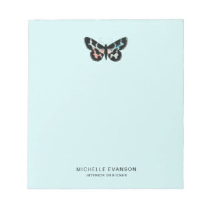 Light Turquoise Blue Watercolor Butterfly Logo Notepad