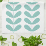 Light Turquoise Flowers Retro Mid Century Modern Kitchen Towel<br><div class="desc">This fabulous mid century modern kitchen towel features light turquoise blue leaf buds on a stalk on a white background. This will make a fabulous addition to your home decor!</div>