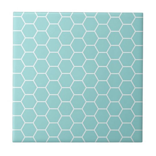 Light Turquoise Hexagon Honeycomb Pattern Tile