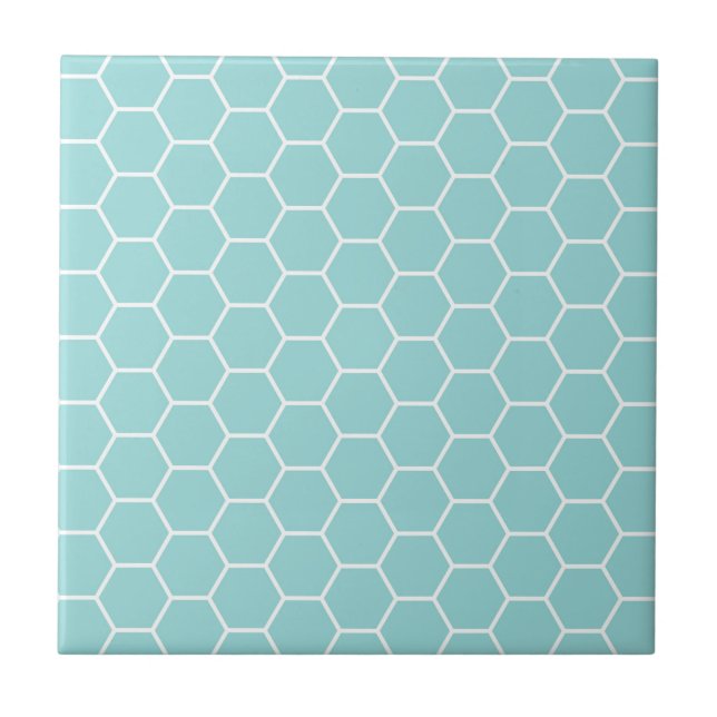 Light Turquoise Hexagon Honeycomb Pattern Tile (Front)