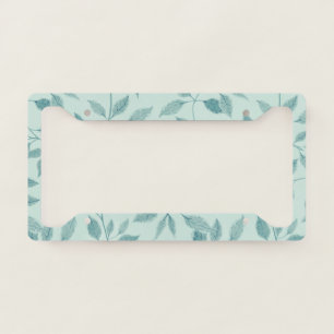 Light Turquoise Leaf Pattern License Plate Frame