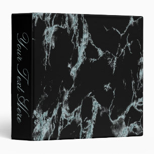 Light Turquoise Vein Black Marble Look 3 Ring Binder